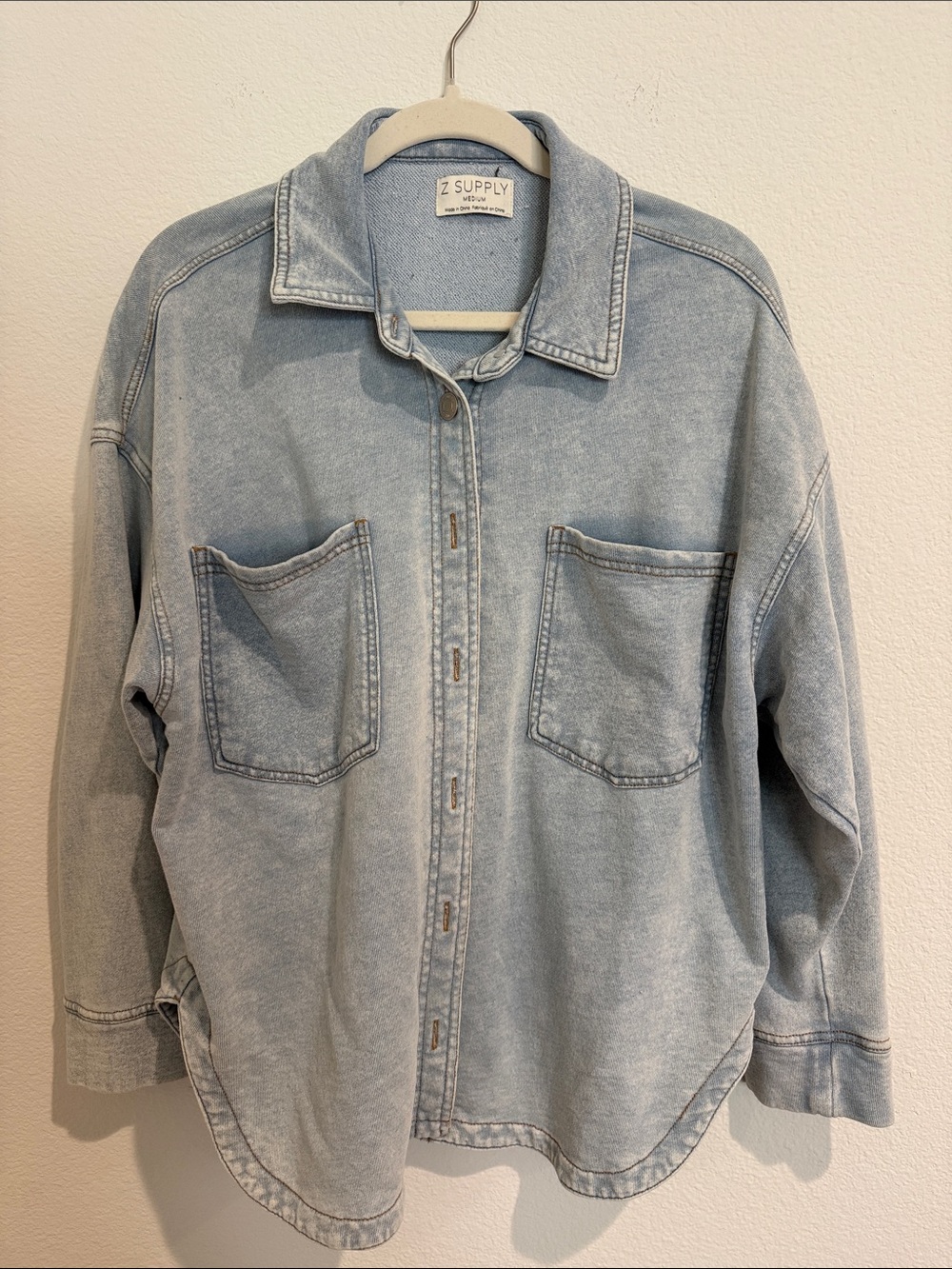 Z Supply Light Blue Denim Shacket with Chest Pockets